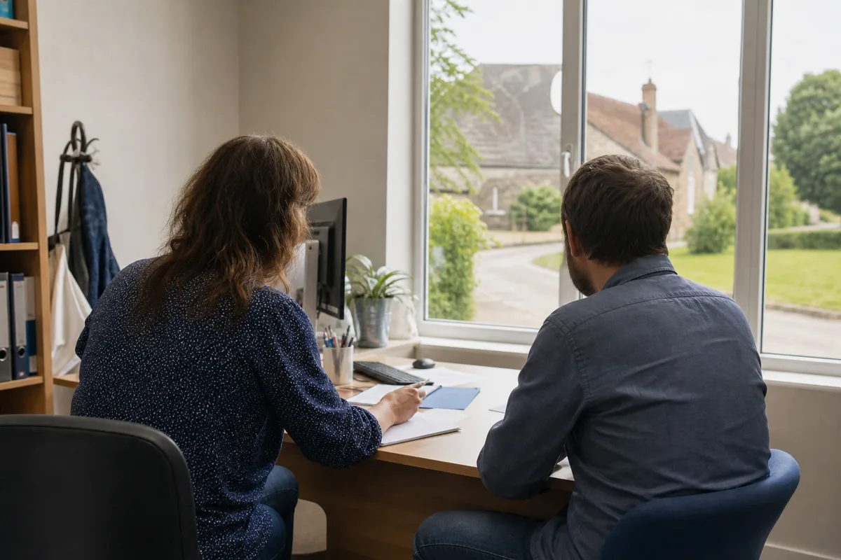 Conseillère recevant une personne pour un entretien dans un bureau
